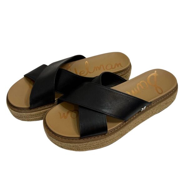 Madewell Korina Slide On Platform Sandals Size 9 Black Leather Upper - Picture 1 of 6